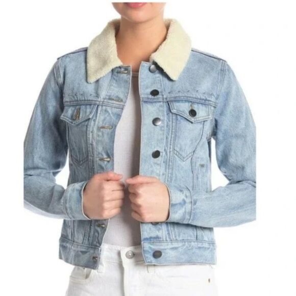 Rebecca Minkoff Stud Detail Clark Denim Jean Jacket light BlueWash Small - Picture 12 of 12
